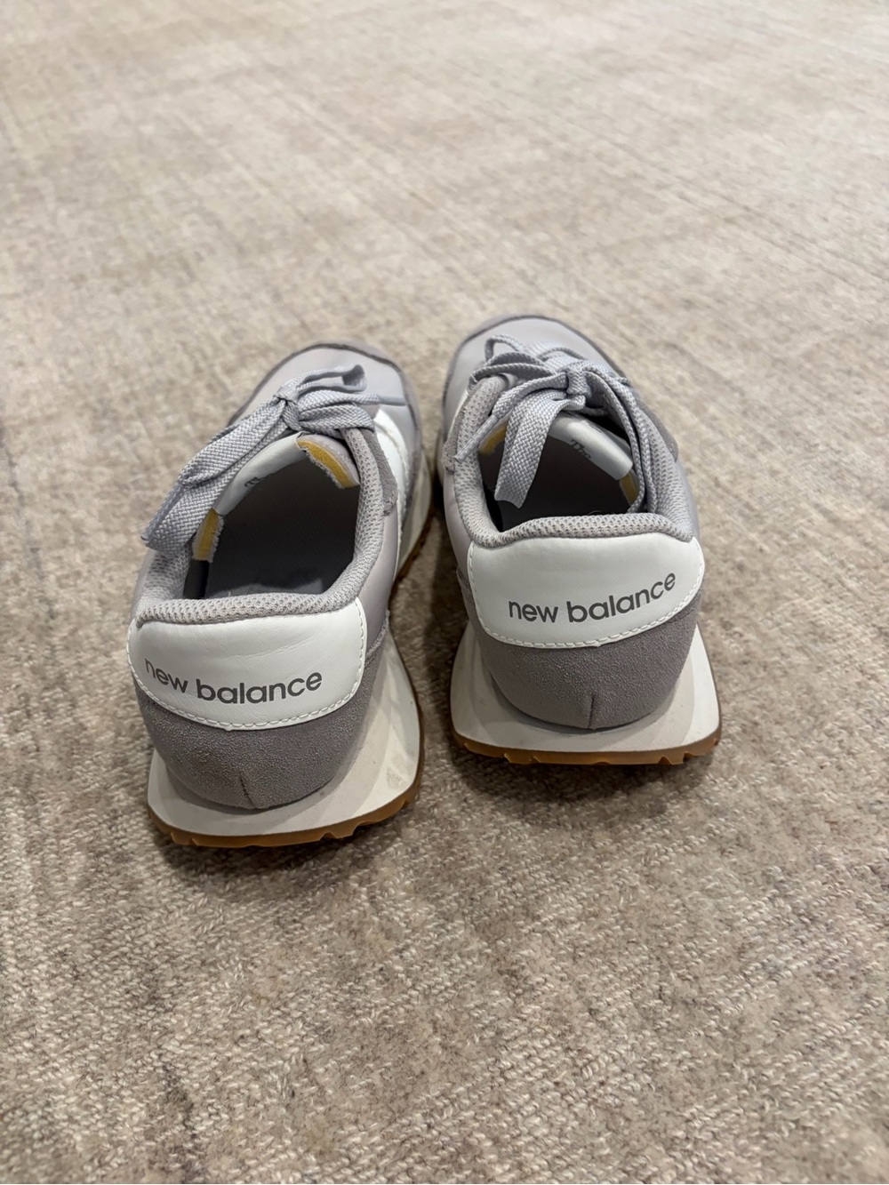 New Balance Gray and White Sneakers with Gum Outsole